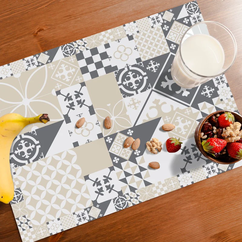 Lot de 4 sets de table L 40xl 30cm - CIMENT STYLE GRIS SABLE 99deco