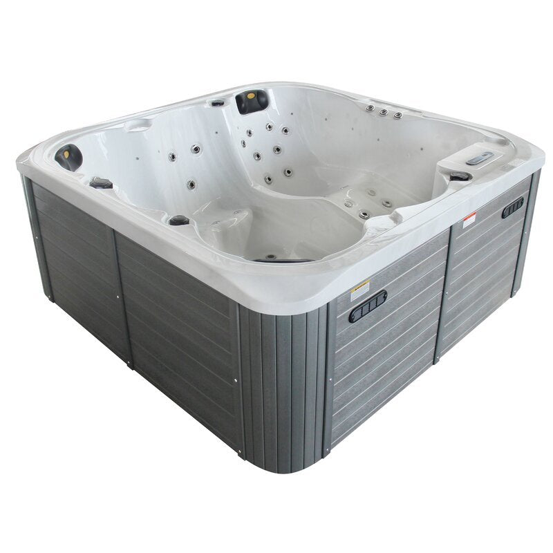 Sol 72 Outdoor? Aire 6 - Banheira de Hidromassagem Quadrada de Acrílico com 54 Jatos e Ozonizador para 6 Pessoas na Cor Cinza