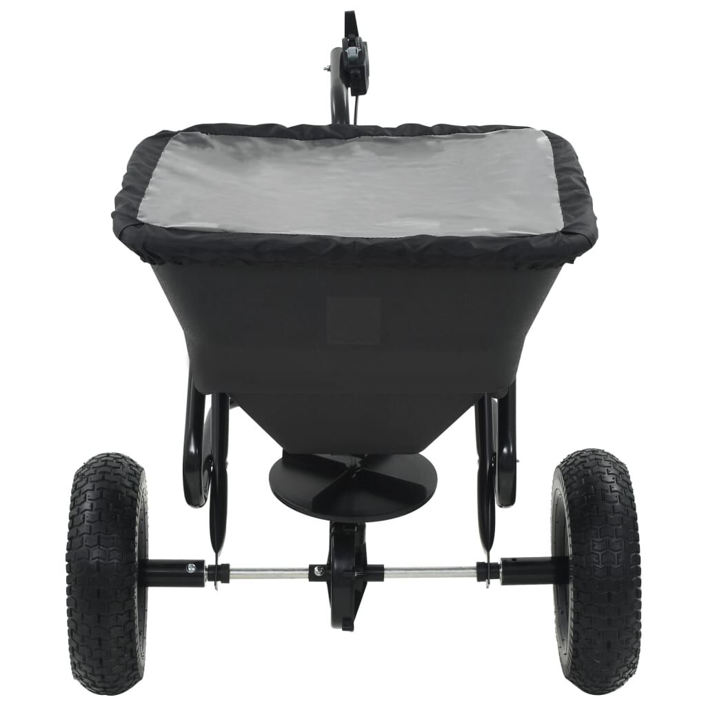 vidaXL Zoutstrooier met trekhaak, PVC en staal, 45 L, 125x74x79 cm