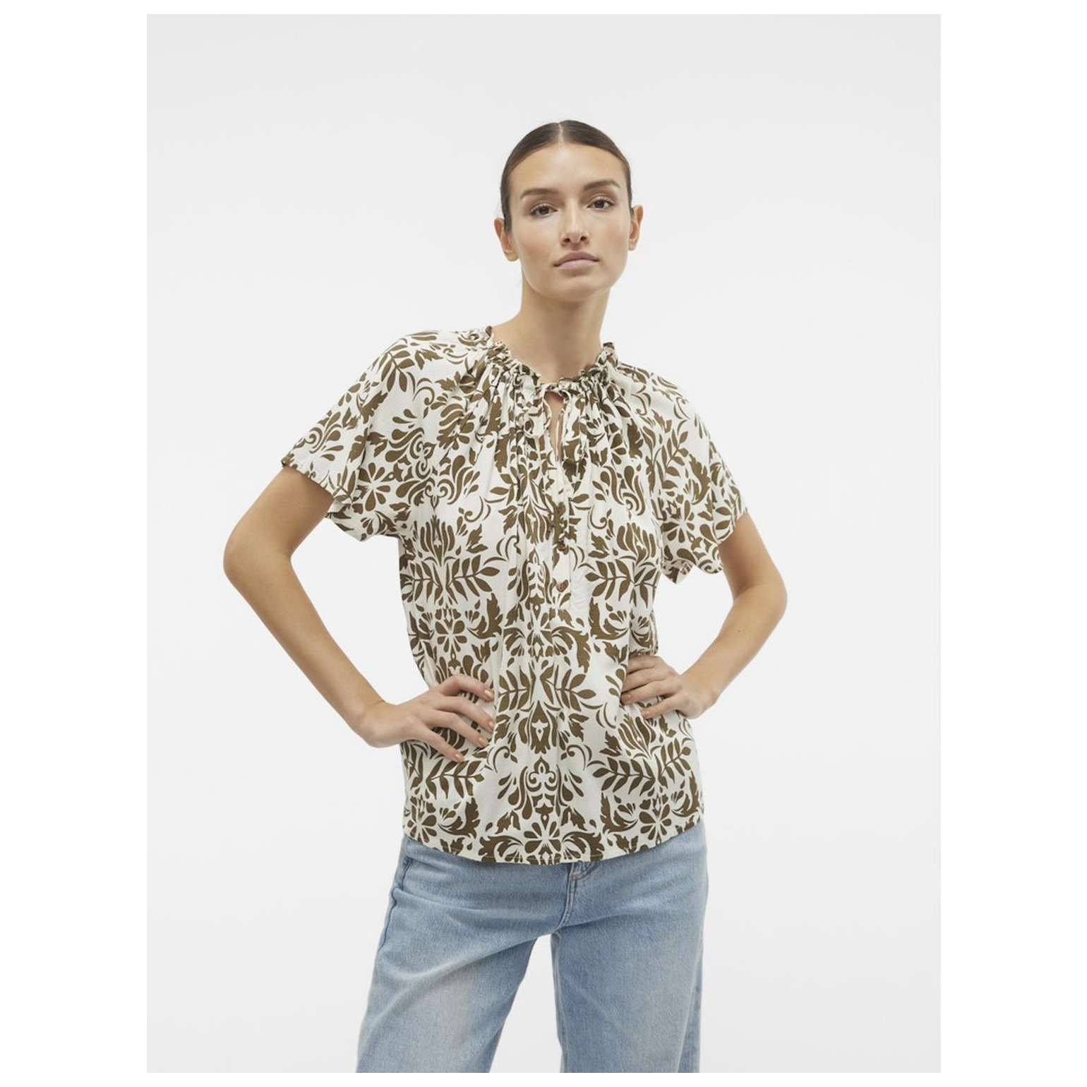 Vero Moda VMIMMA S/S V-NECK TOP WVN BTQ