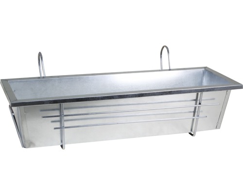 Zinken bloembak 60x18x18 cm zilver incl. beugel