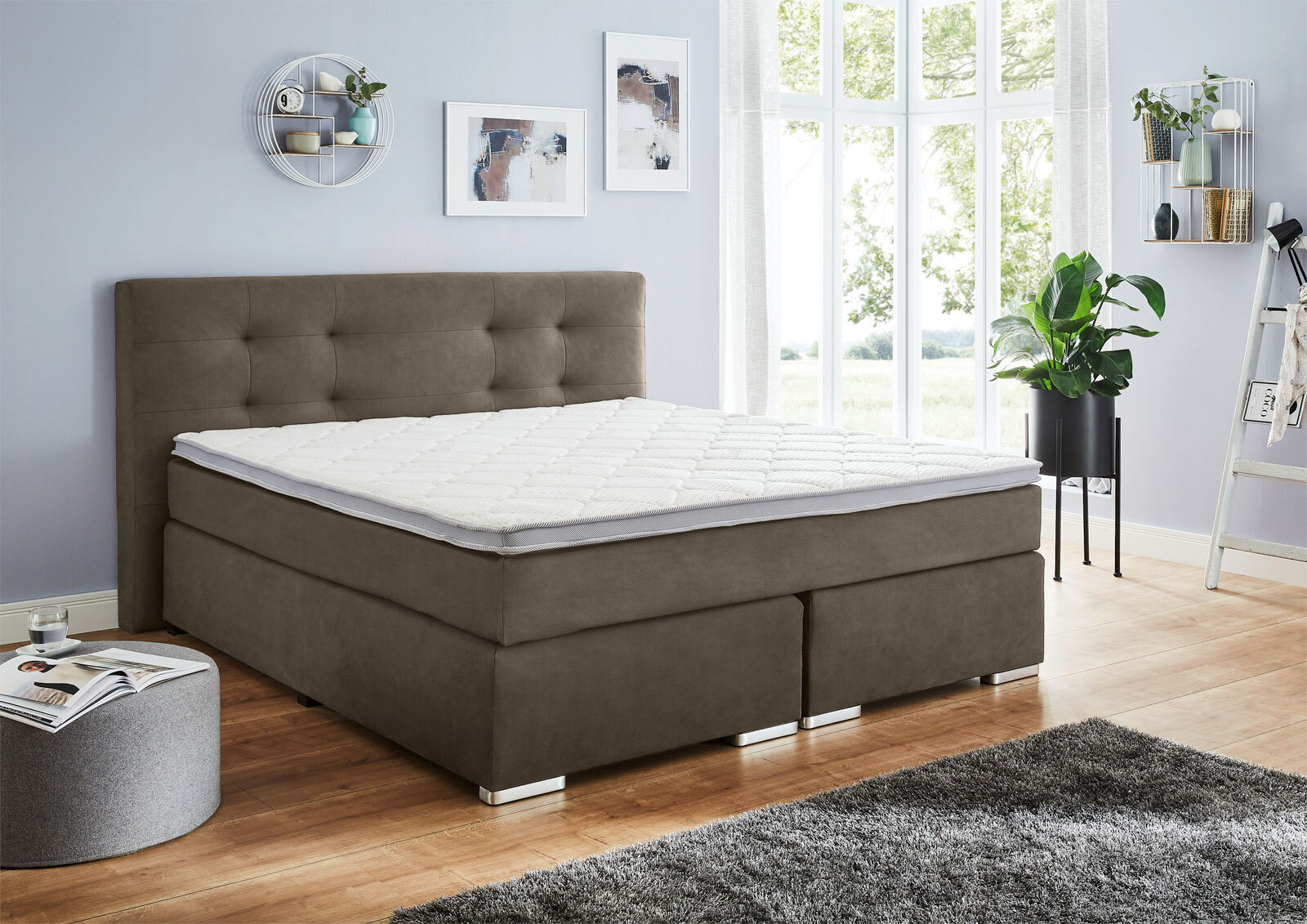 Boxspringbett Glendo 200x110x214 cm 710-grau