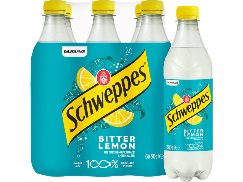 Schweppes Soft-Drinks Bitter Lemon 6 x 0.5 l Bittersüsses Erfrischungsgetränk mit prickelnder Kohlensäure