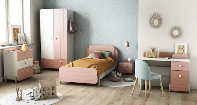 Demeyere GROUP Kinderschreibtisch »Jade« Schublade, Stauraum, Runde Knopfgriffe mit Roségold-Finish