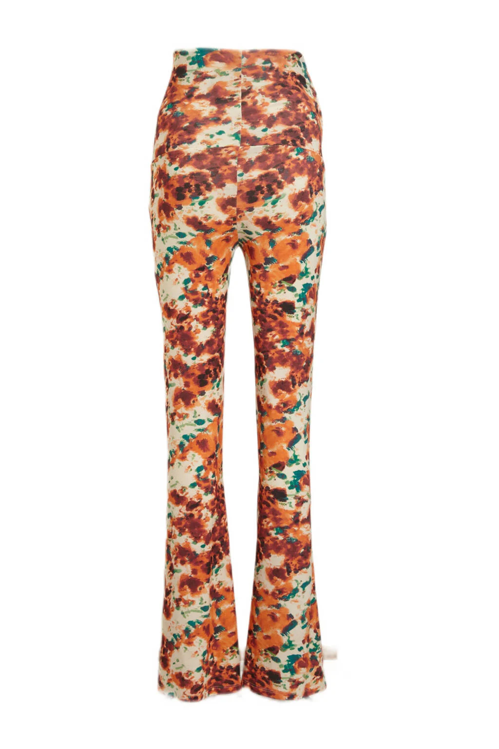 LOVE2WAIT high waist flared broek met all over print oranje/brique/groen