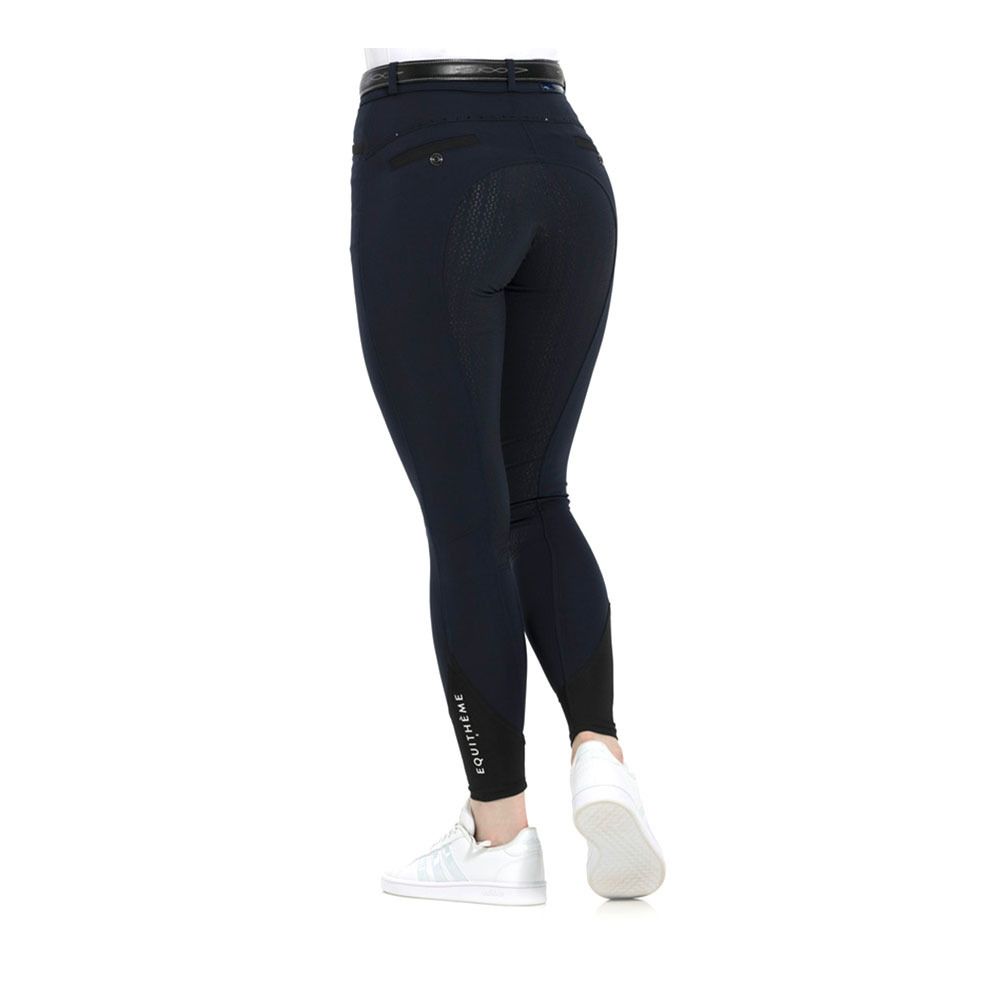 Equitheme SAFIR - Pantalon fond de peau siliconé Femme marine/noir