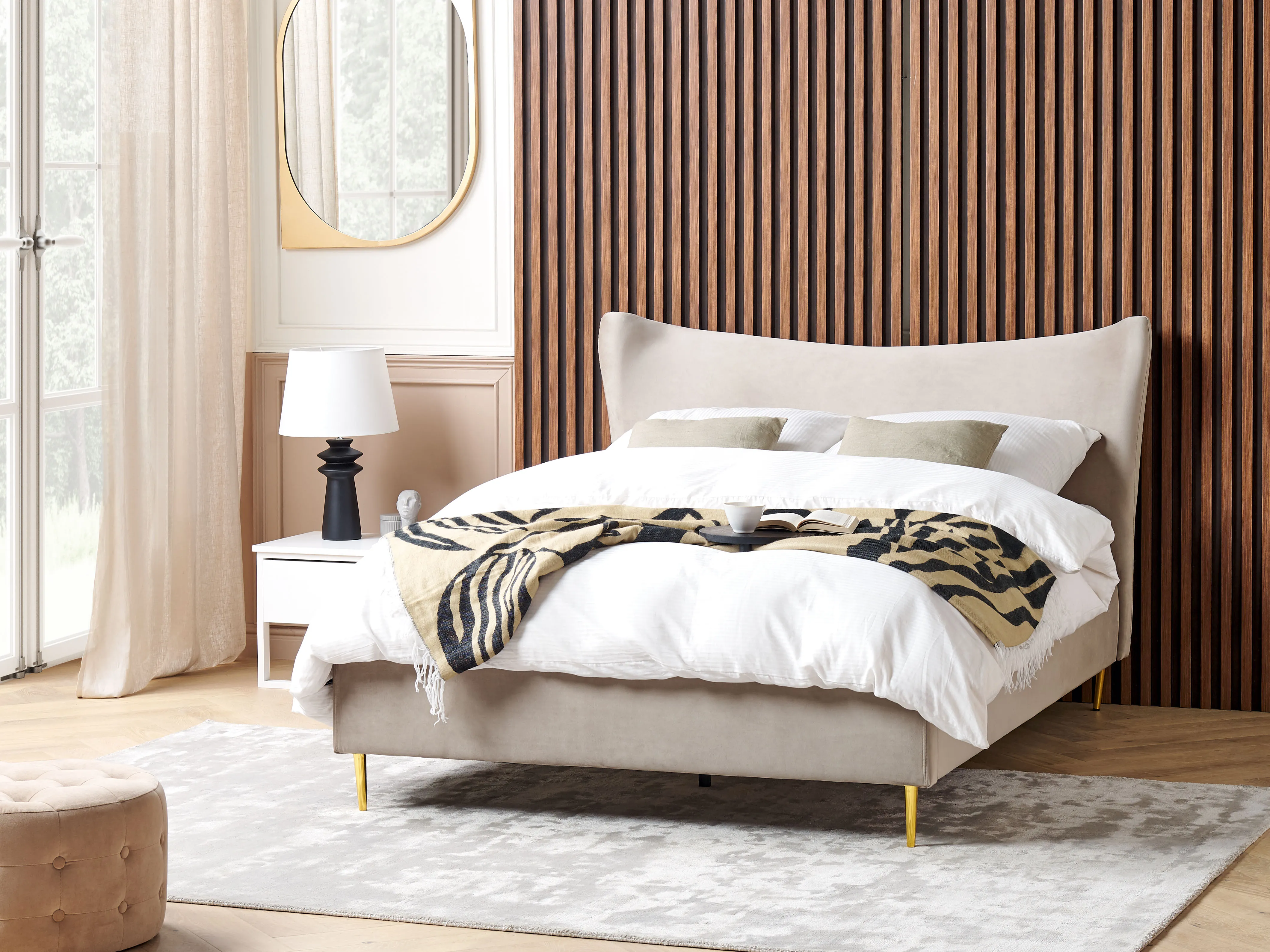 Bed Fluweel CHALEIX 140 x 200 cm Taupe
