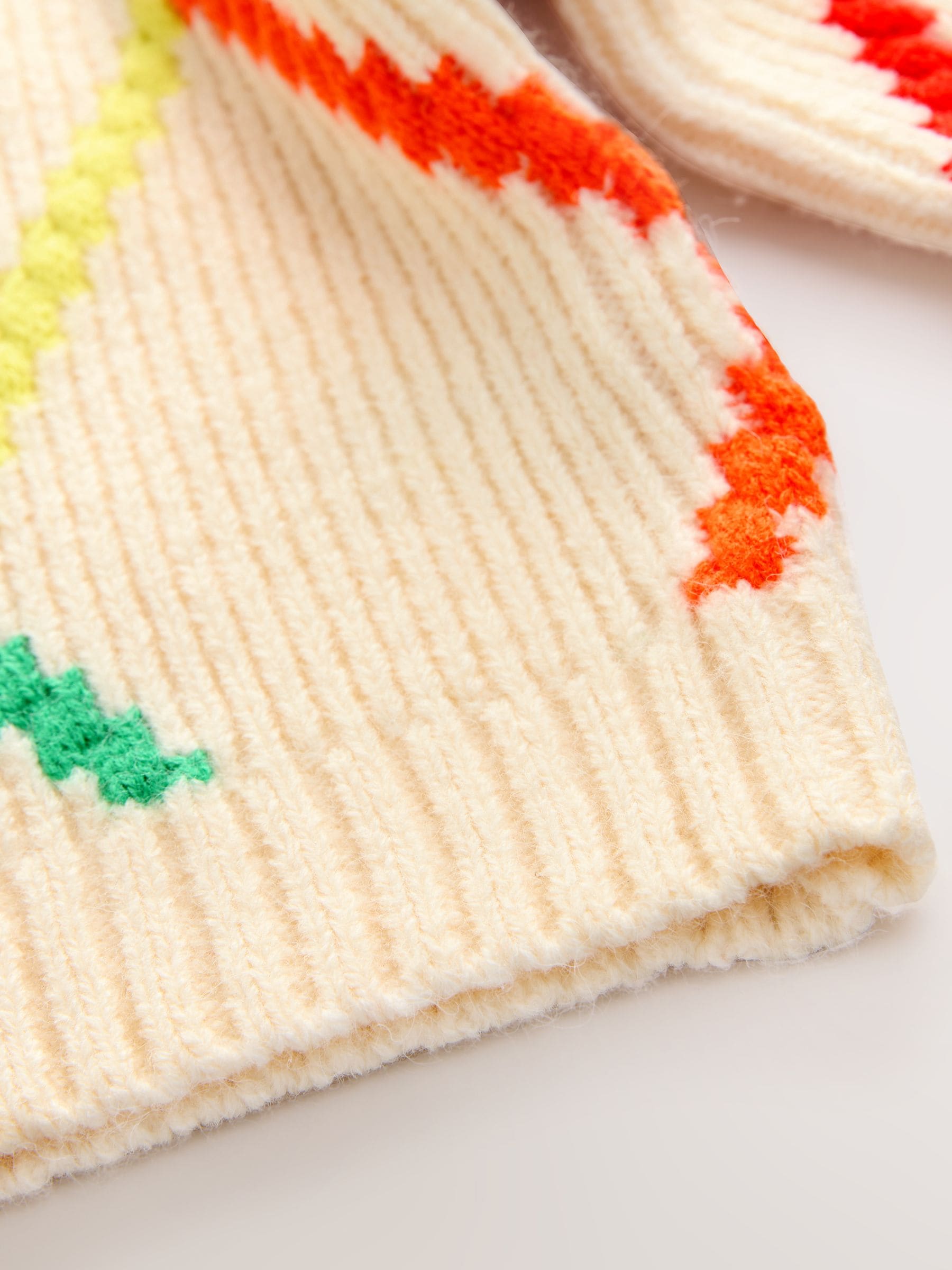 Ecru - Trui met regenboogkleurig argyle-patroon (3-16jaar)