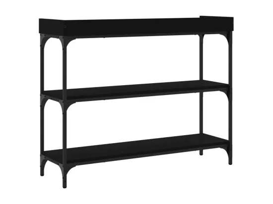 Table console avec étagères noir 100x30x80 cm