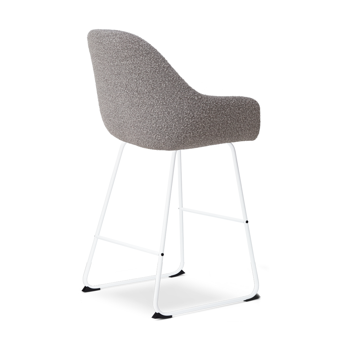Barkruk Nino-Mae bouclé taupe - wit onderstel - 65 cm