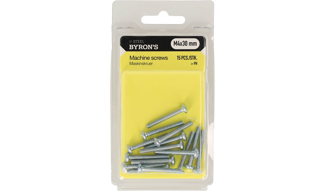 Maskinskruer PH M4x30 mm - 15 stk.