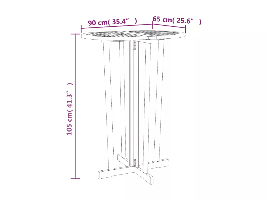 Prolenta Premium - Table de bar 90x65x105 cm Bois de teck solide