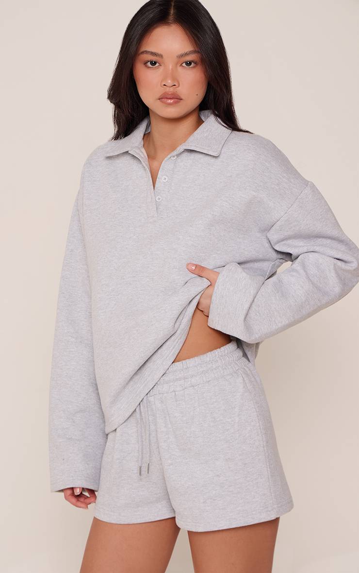 Gris Chiné Short En Molleton Léger Gris Chiné