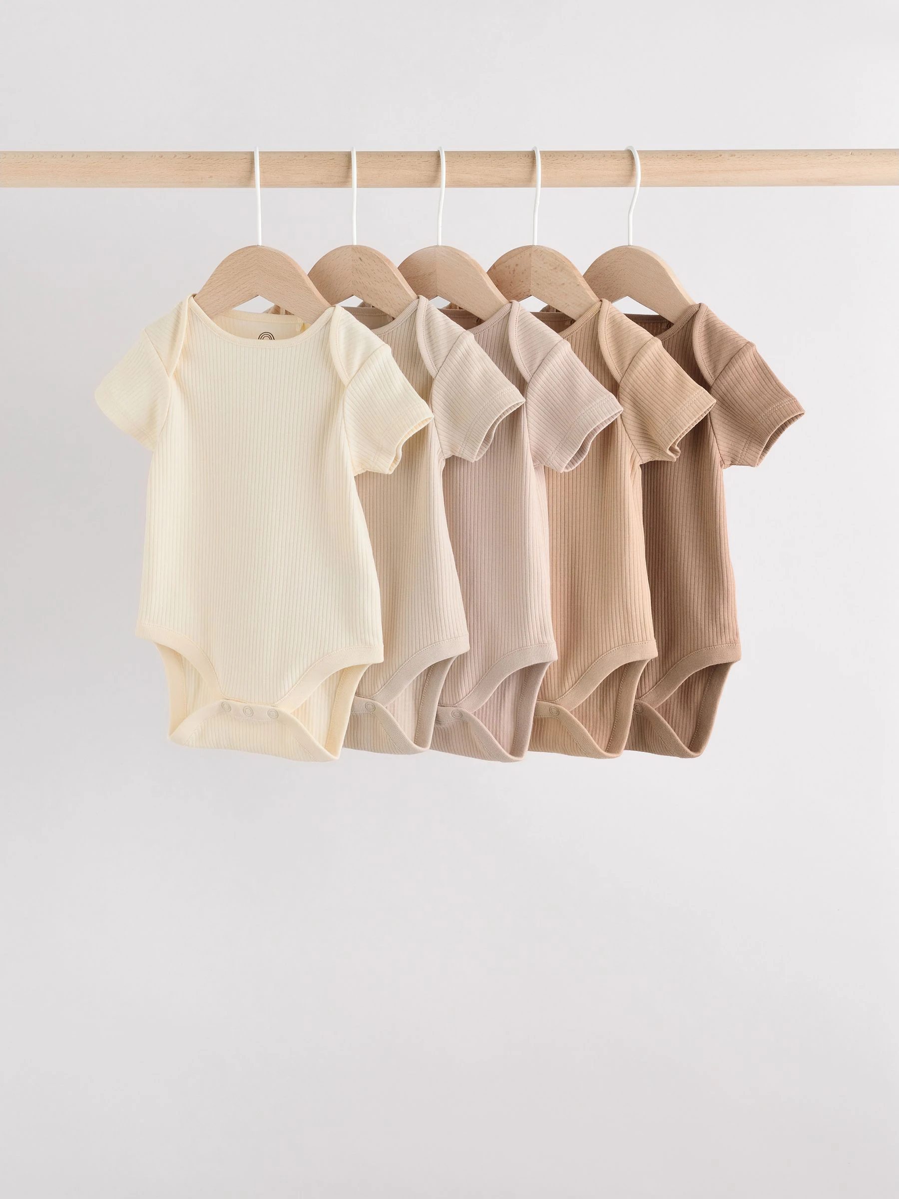 Crème - Set van 5 babyrompertjes met korte mouwen