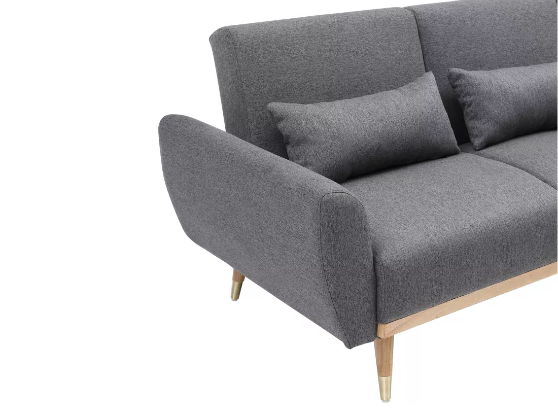 Canapé d'angle convertible réversible clic-clac en tissu anthracite ANDINO