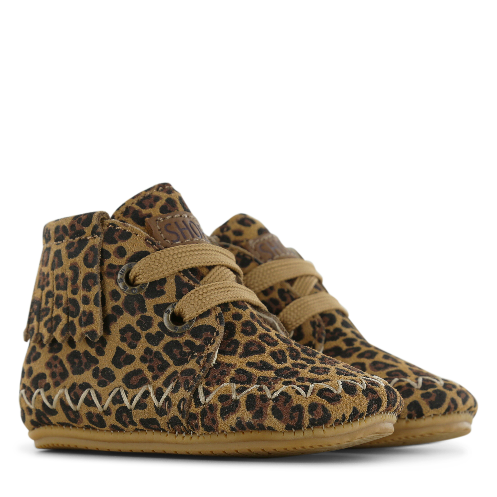 Shoesme panterprint BABY-PROOF® schoentje met franjes Suède | Sale