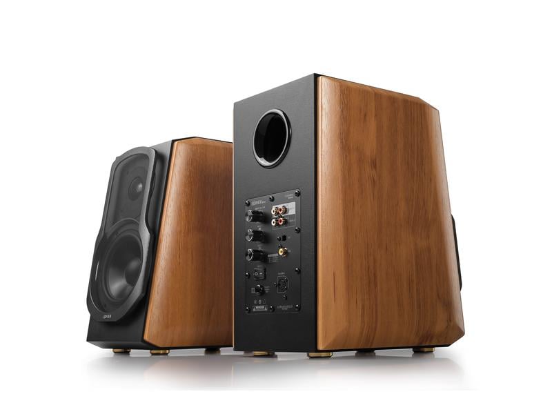 Edifier Regallautsprecher Paar S1000MKII Braun Hi-Res-zertifizierter Multimedia-Lautsprecher mit 120 Watt Leistung, Bluetooth, 2x RCA, 1x koaxial, 1x optisch Eingängen