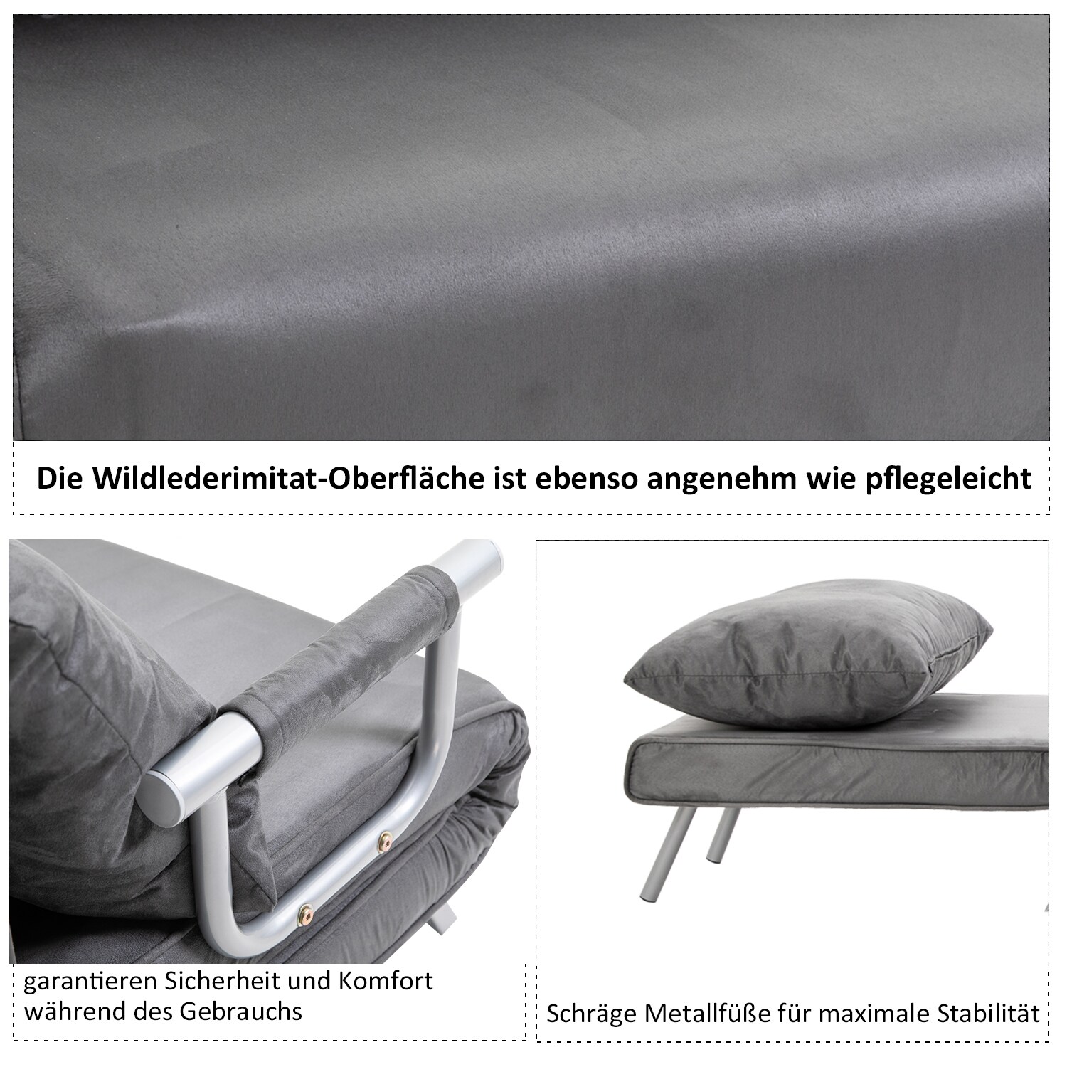 HOMCOM 3 in 1 Schlafsessel mit 5-fach verstellbarer Rückenlehne