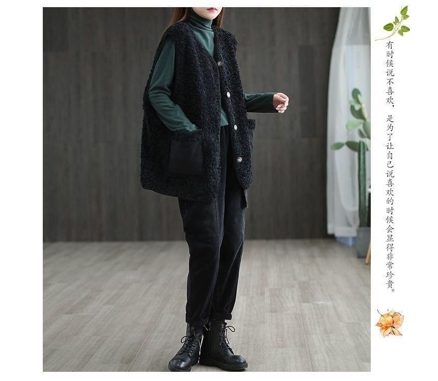 ZIMO - V-hals fleece vest met knoopjes