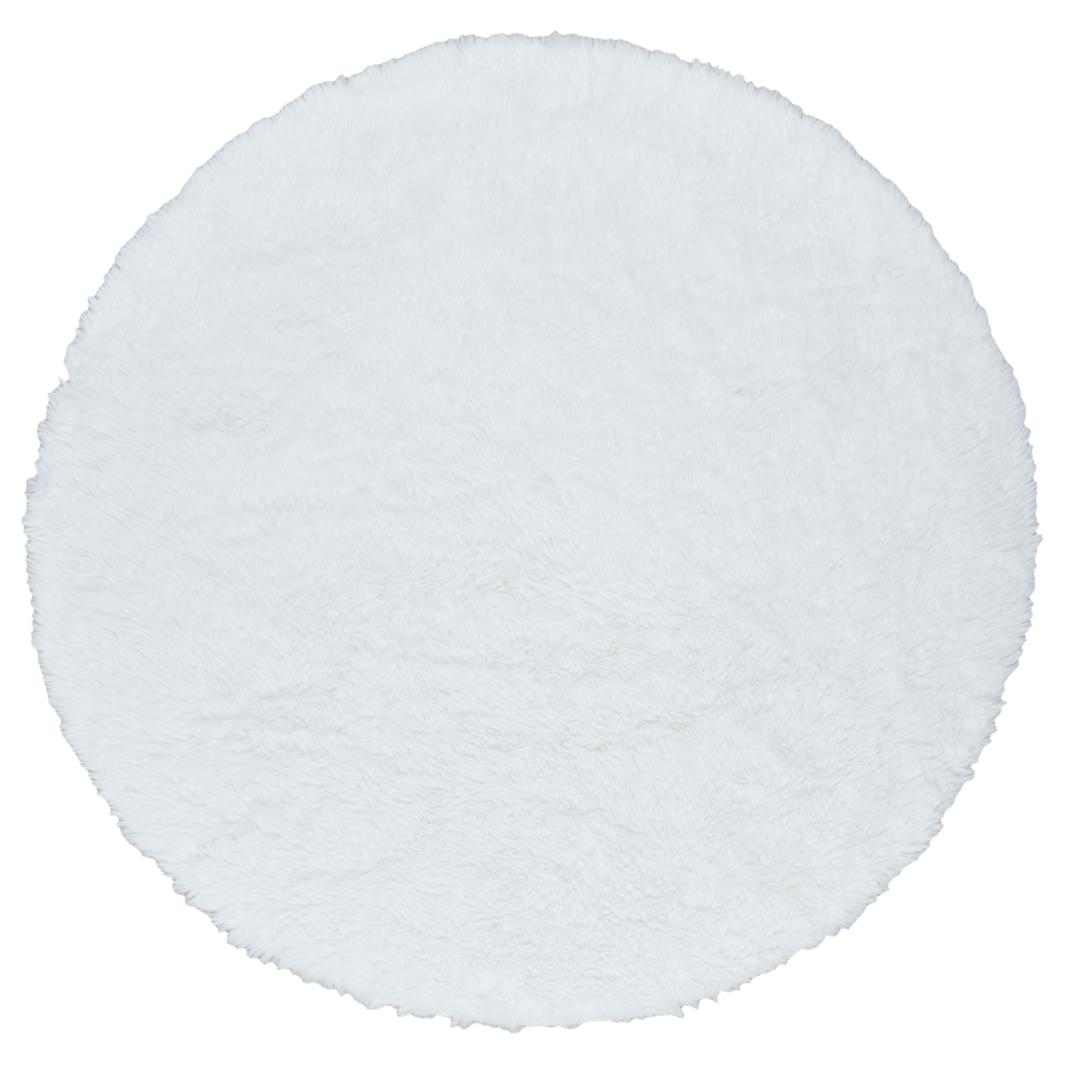 TAPIS ROND IMITATION PEAU MOUTON BLANC D.115CM
