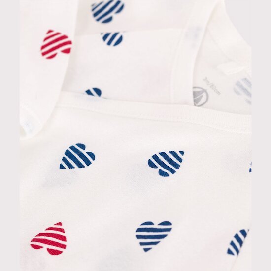 Pyjama en coton cœur rayé   de               Petit Bateau