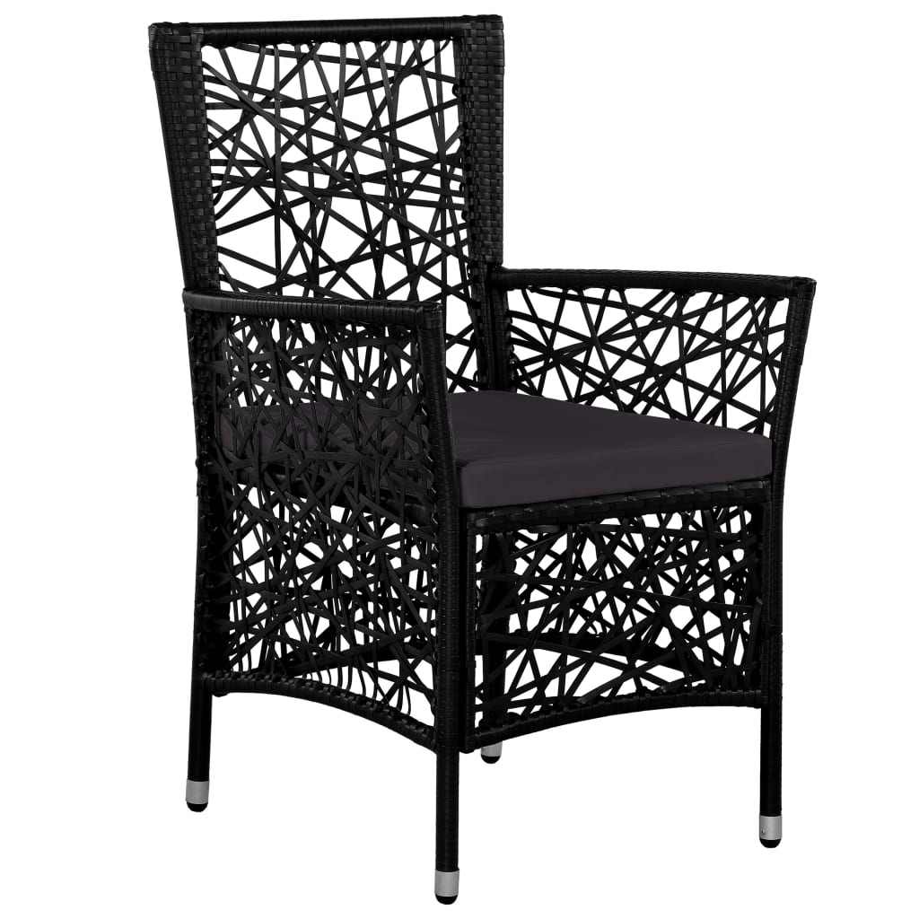 Mobilier à dîner d'extérieur 9 pièces résine tressée noir