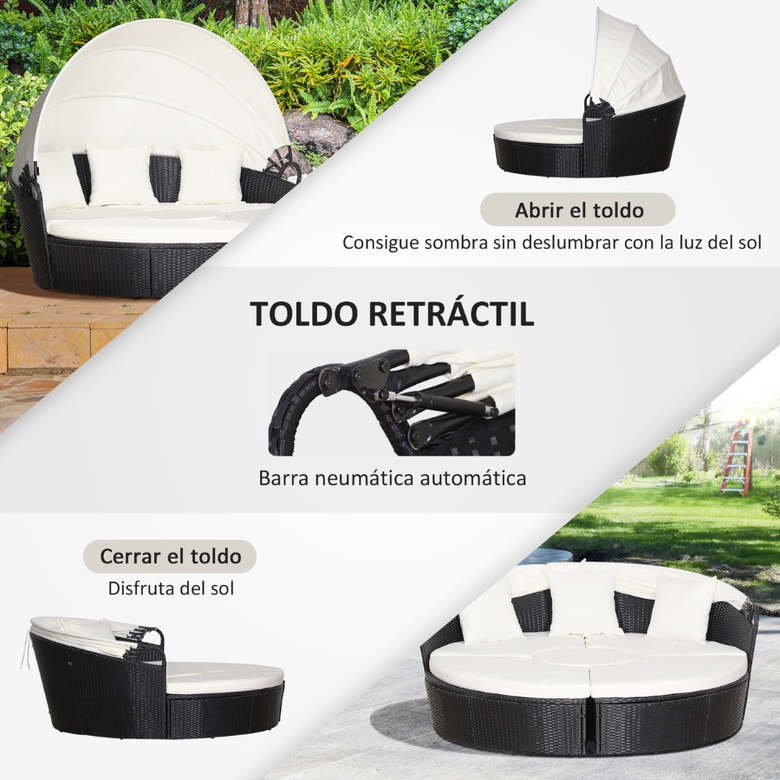 Cama Chill-Out com Dossel Ajustável, Branca