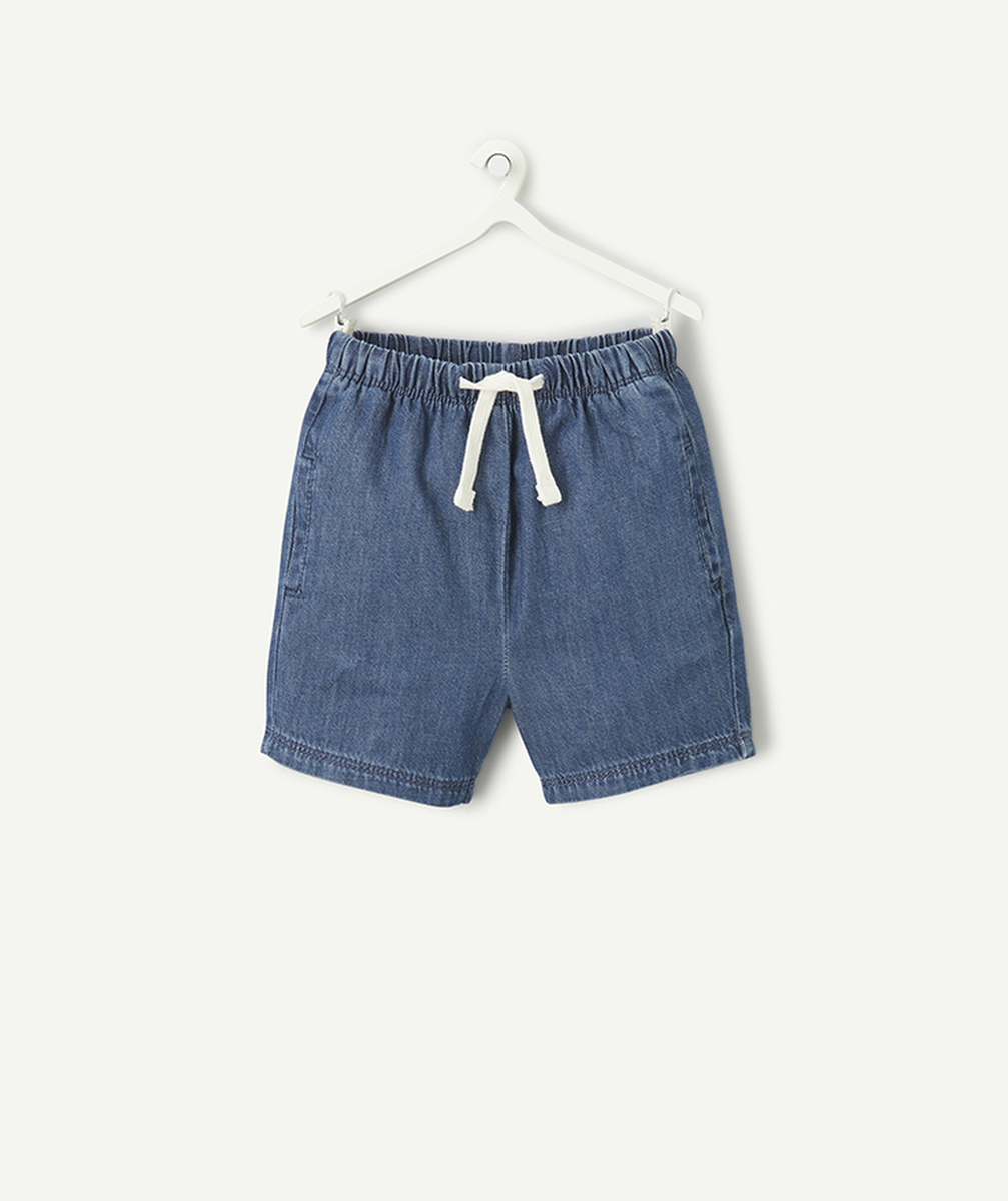 bermuda bébé garçon en denim low impact avec cordon