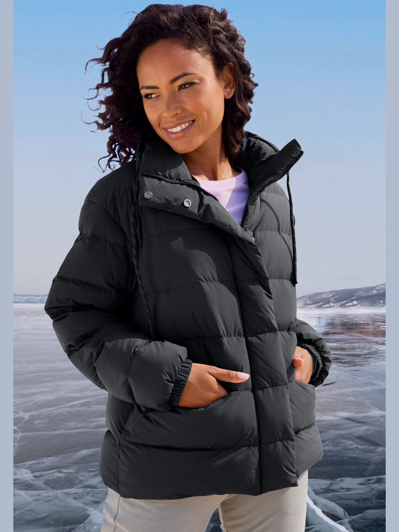 Doudoune veste matelassée doublée avec col réglable