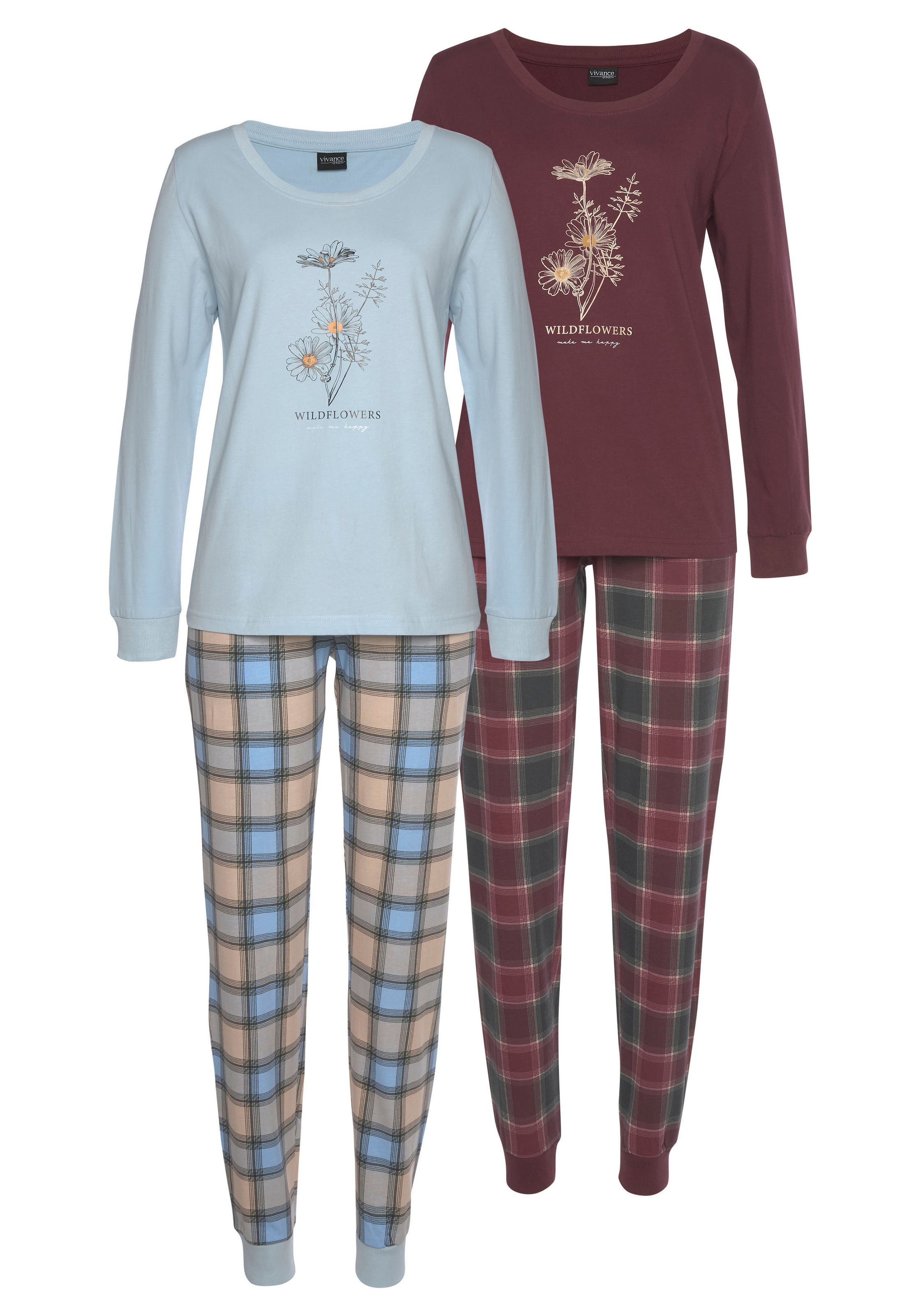 Vivance Dreams Pyjama, 4 Stk. mit Frontdruck