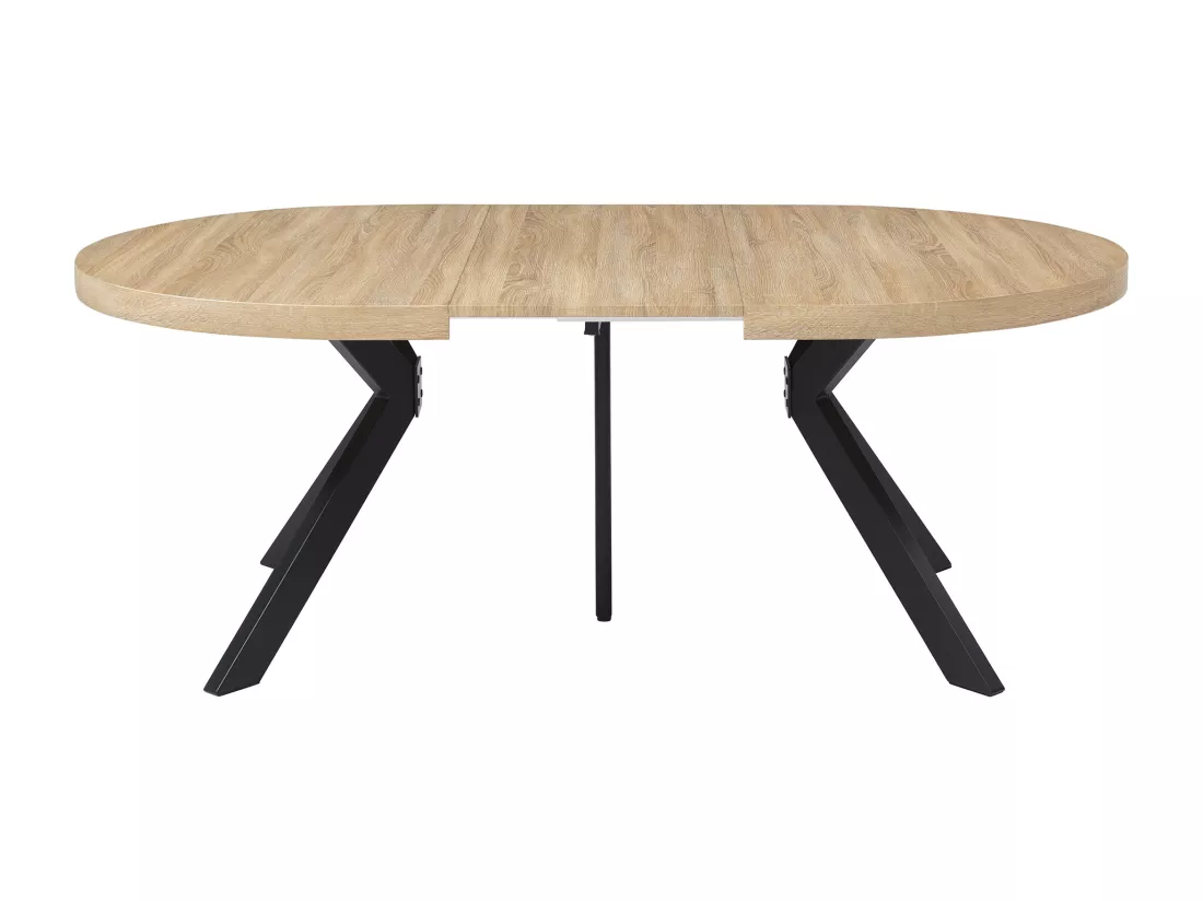 Table à manger extensible 6 à 12 couverts en MDF et acier - Naturel clair et Noir - KOMONI