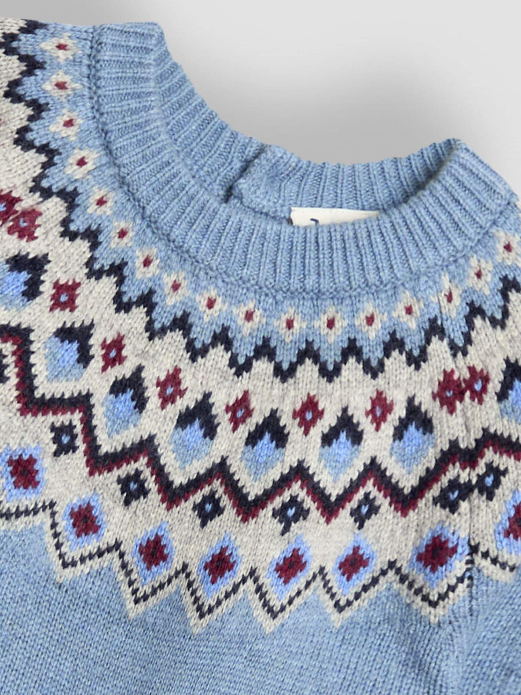 Blauw - JoJo Maman Bébé trui met fairislemotief