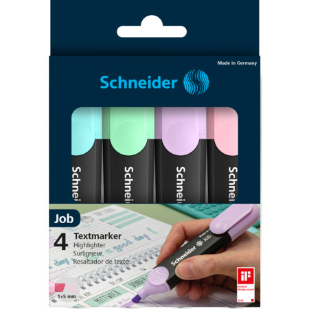 Schneider Job Pastell 4er-Etui Textmarker - 1+5 mm