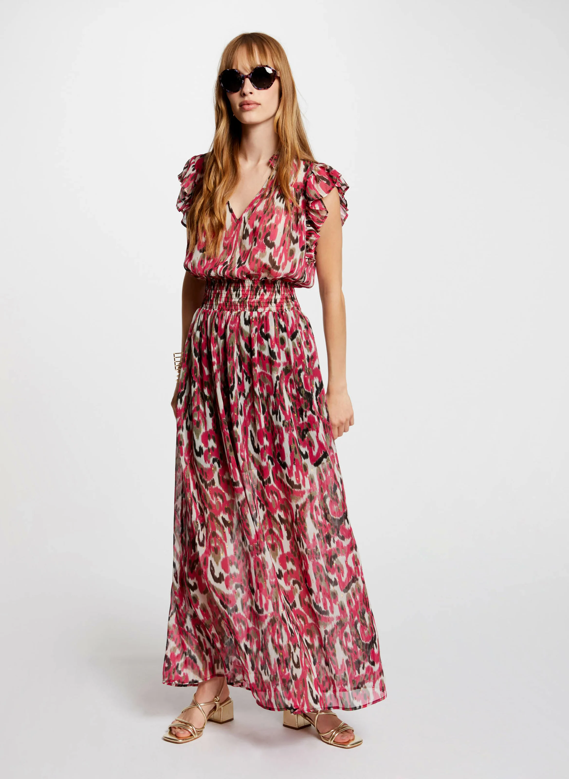 RTINA.F - Robe longue cintrée imprimée| Multicolore