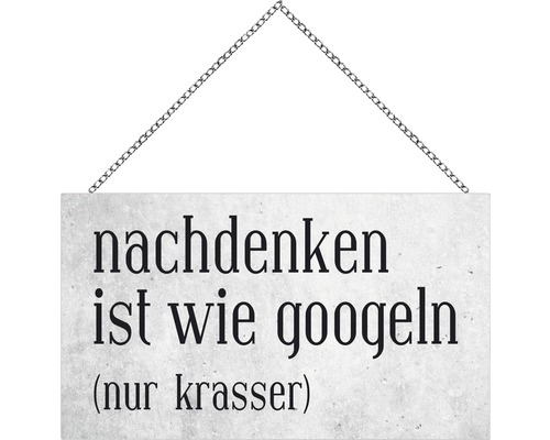 Houten bord met ketting, Google, 23x13 cm