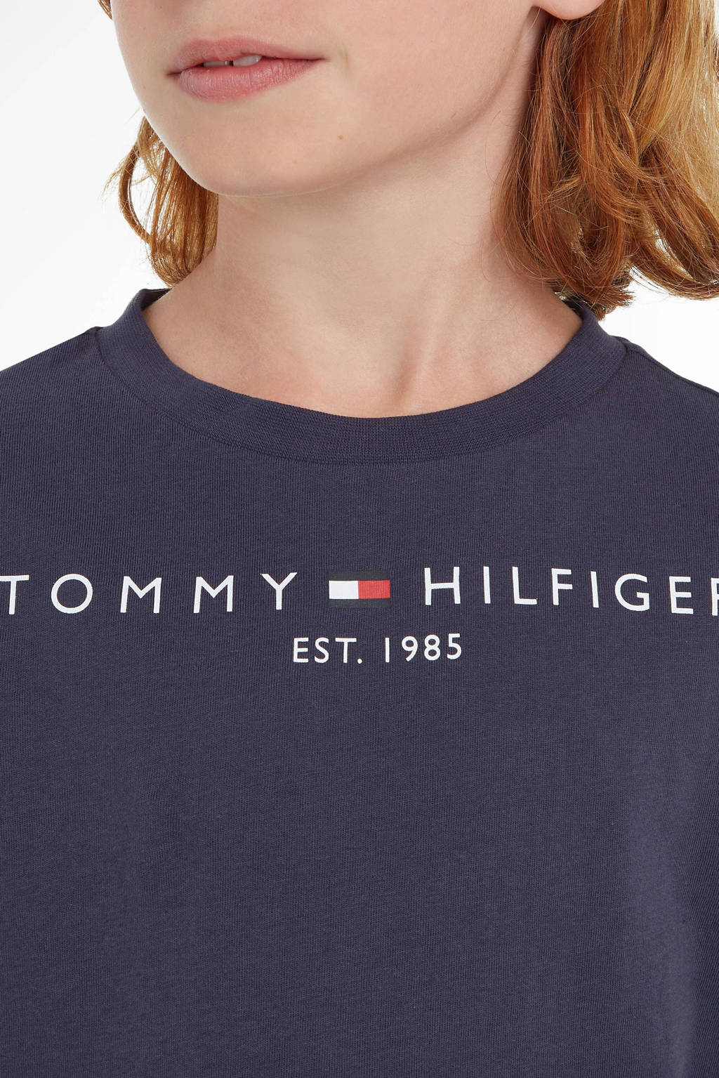 Tommy Hilfiger unisex T-shirt van katoen donkerblauw