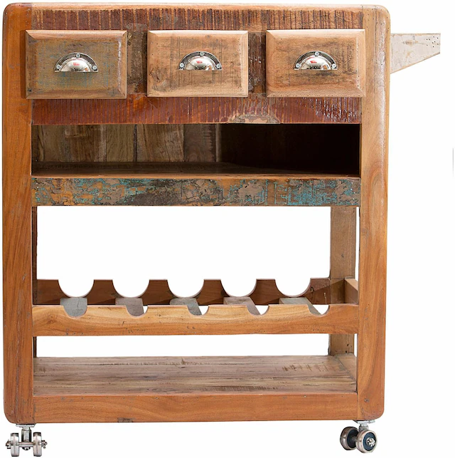 SIT Küchenwagen »Fridge« aus recyceltem Altholz, Shabby Chic, Vintage