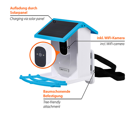 Vogel-Futterhaus »EAZY« mit Solarpanel und Wi-Fi-Kamera