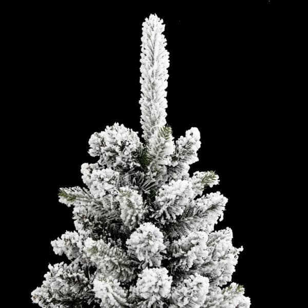 vidaXL Slankt kunstig juletre med flokket snø 210 cm PVC og PE