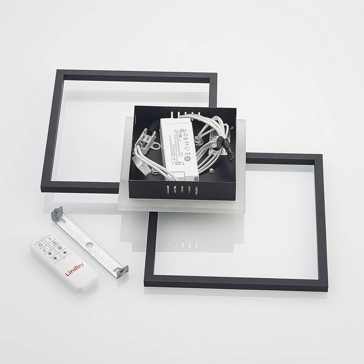 Lindby LED Deckenleuchte Fjardo dimmbar mit Leselampe (Modern) in Schwarz aus Aluminium (1 flammig,) - Lampe Deckenlampe Wohnzimmerleuchte