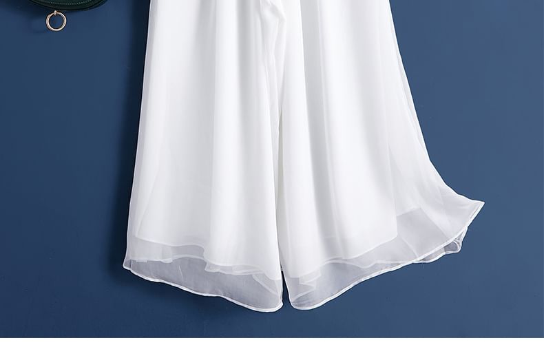 Shalala - Effen cropped culottes met elastische taille