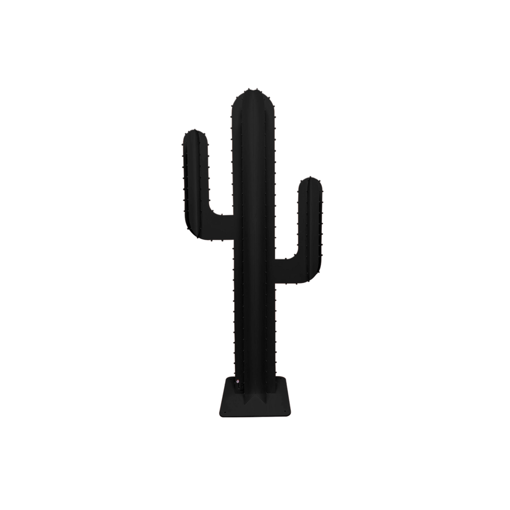 Cactus de jardin 2 branches 6 feuilles aluminium noir h 1,20m