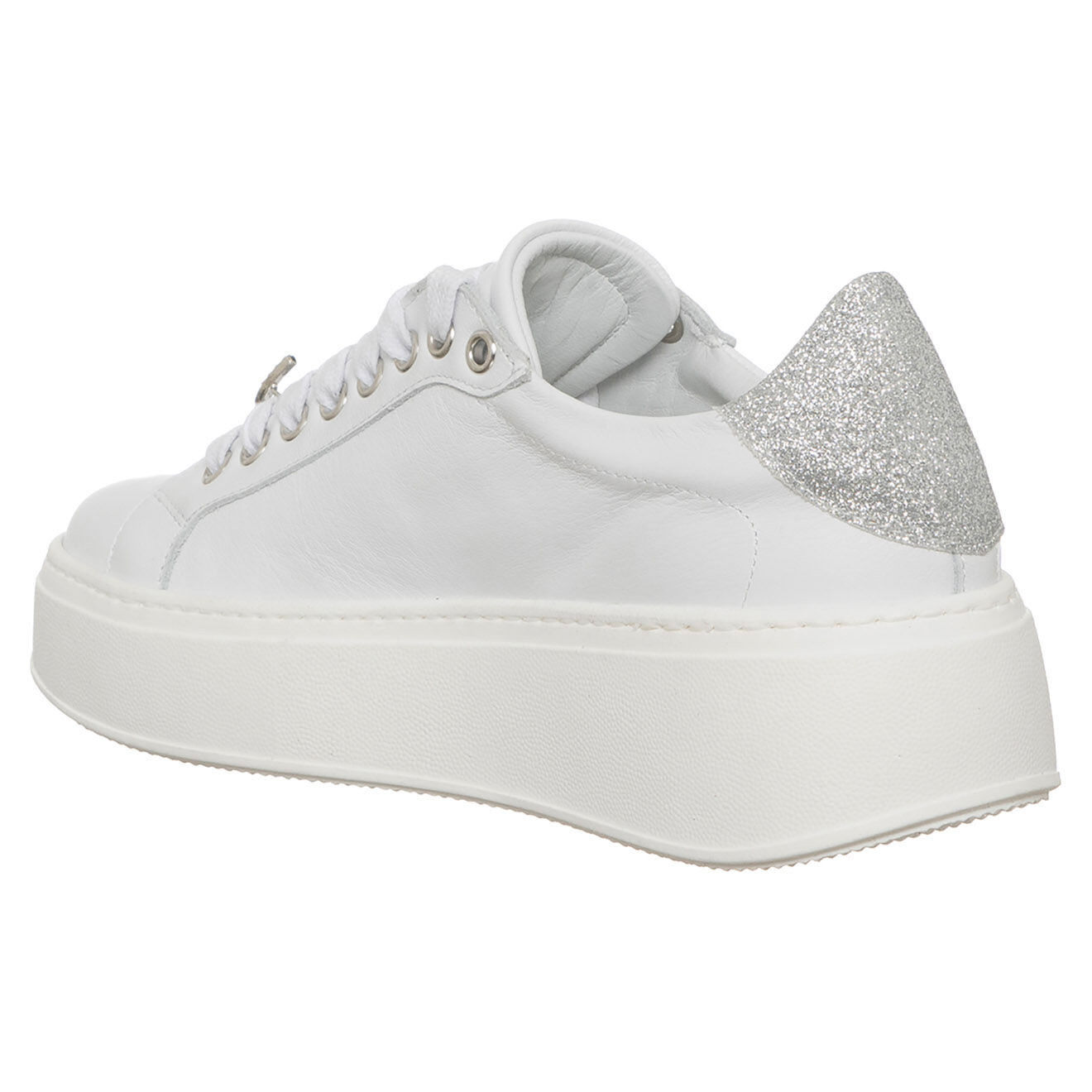 Loretta Pettinari Sneakers en Cuir Garance argentées