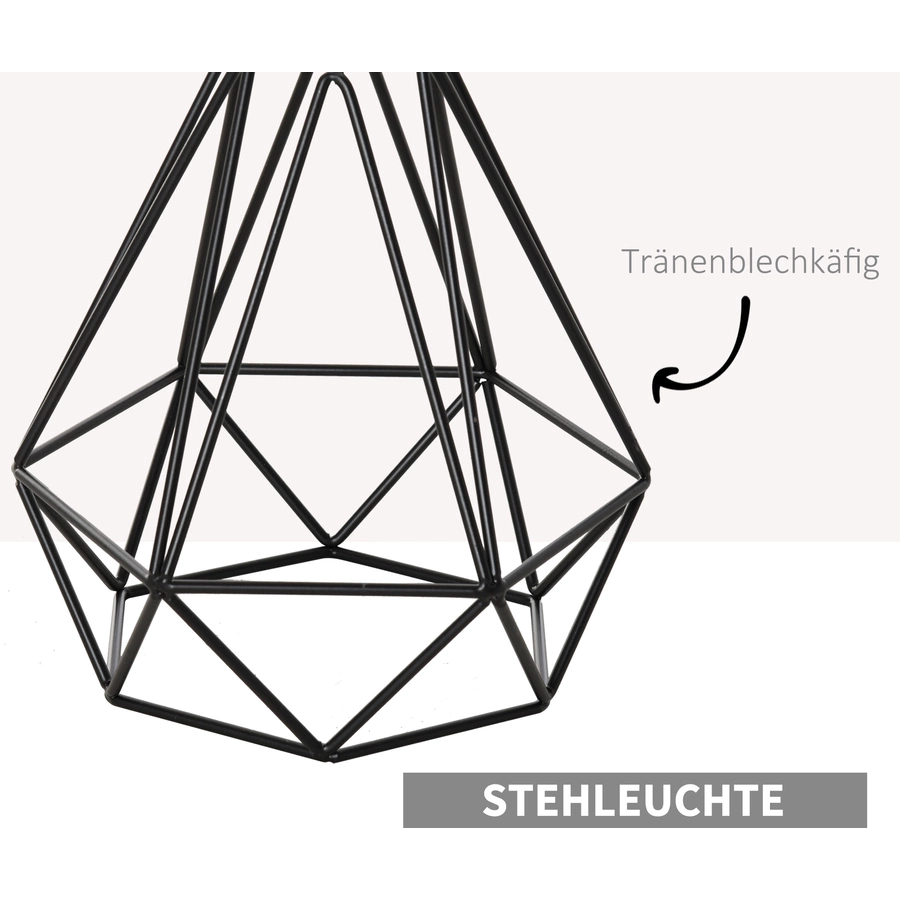 HOMCOM Stehlampe im Industrie-Stil schwarz