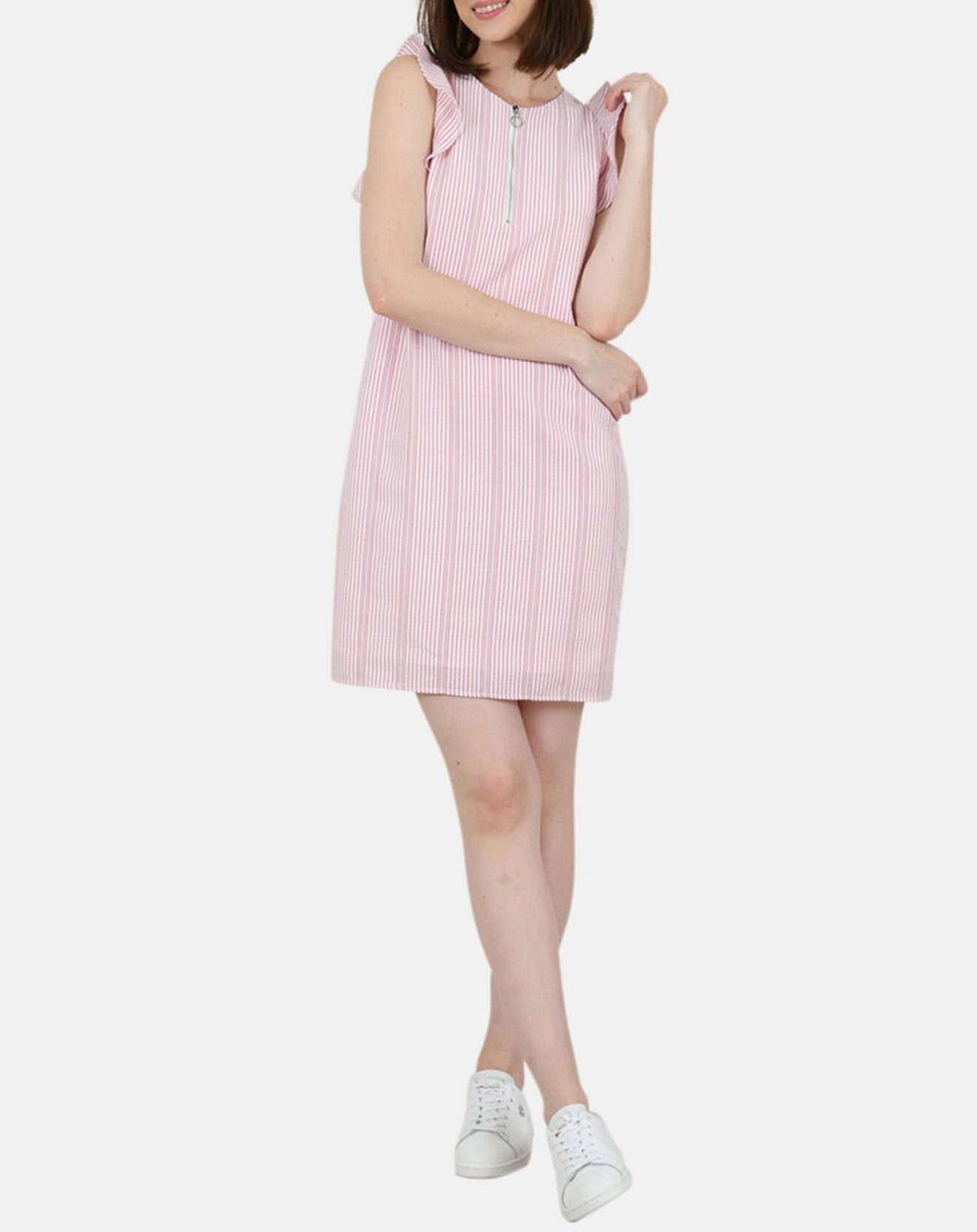 Molly Bracken Robe courte droite à rayures rose/blanc