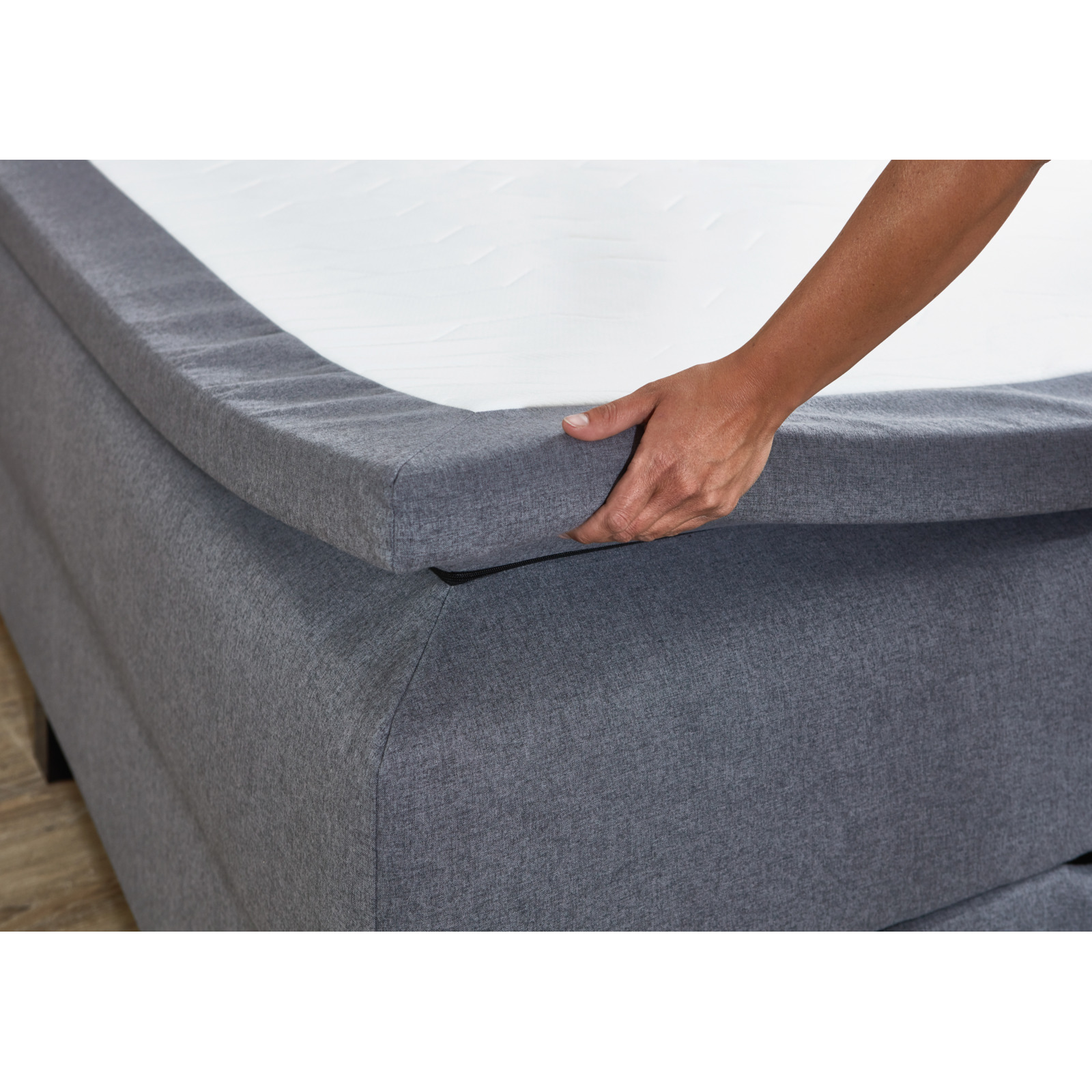 Boxspringbett Lumen Webstoff Polyester grau 140 x 200 cm