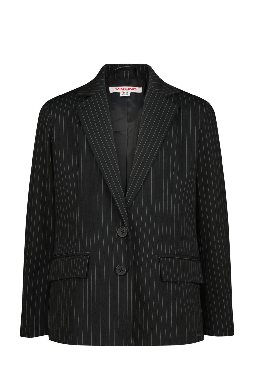 Vingino blazer Tristy met krijtstreep zwart