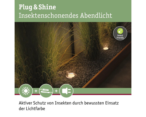 Paulmann Plug & Shine LED inbouw vloerlamp basisset, insectenwerend, 3 x 4,5W, 180 lm, 2200 K, antraciet, 230/24 V