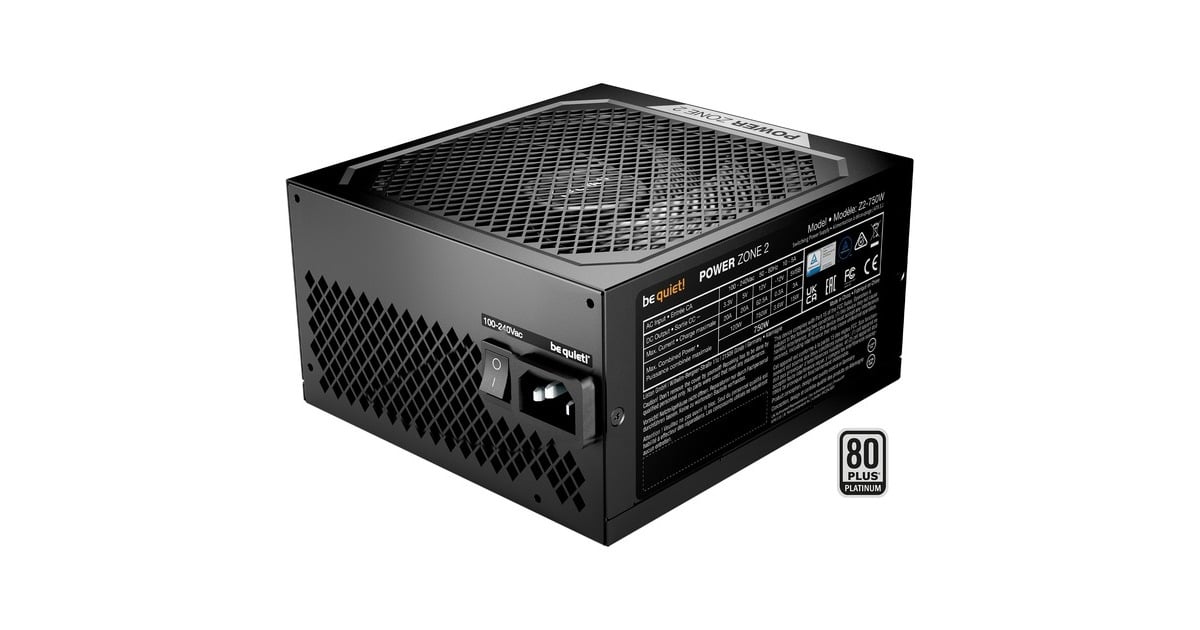 be quiet!Power Zone 2 modulaire 750 watt voeding   (Zwart, 1x 12V-2x6, 3x PCIe)