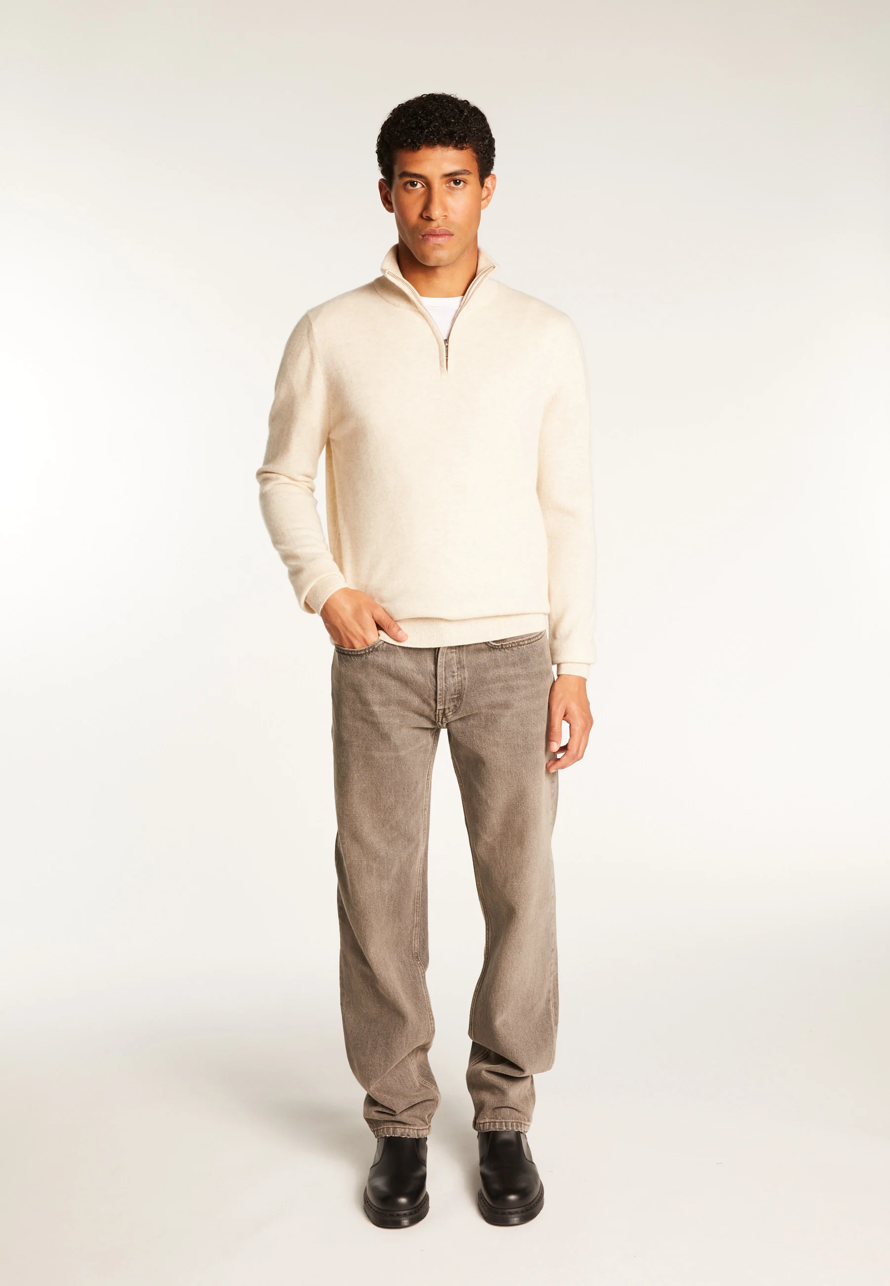 EMILEAH24 - Pull camionneur en cachemire | Beige
